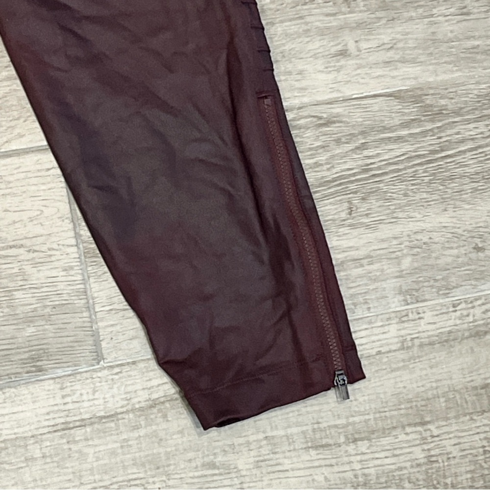 Athleta Leggings Women's Delancey Gleam Moto Tight Burgundy Red Zip Ankle Sz XL - Picture 6 of 10